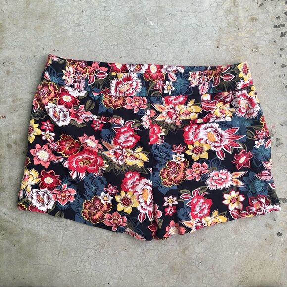 LOFT Loft Riviera Shorts Navy Blue Red Floral Printed Stretch Cotton 14 - Picture 3 of 3
